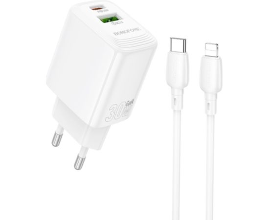 Сетевая зарядка Borofone BN29 30W USB-C/USB-A + USB-C to Lightning cable 1.0m белая