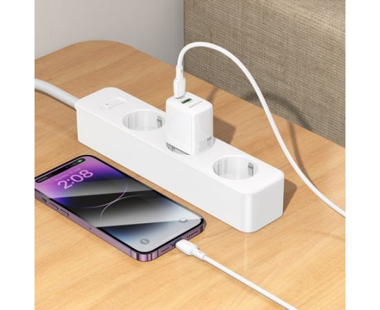 Сетевая зарядка Borofone BN29 30W USB-C/USB-A + USB-C to Lightning cable 1.0m белая