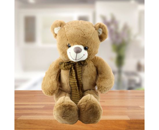 Leantoys Pluszowa Maskotka Przytulanka Miś z Brązową Kokardą w Paski 60cm LEAN Toys
