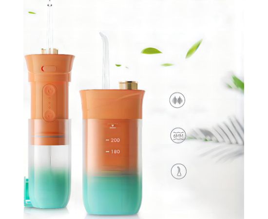Hoco Elektryczny irygator do płukania jamy ustnej 200 ml 4 końcówki RC-K-563 pomarańczowy