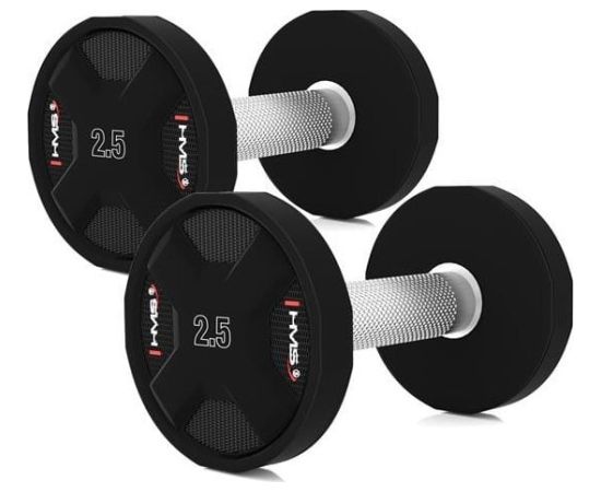 HMS poliuretāna hanteles HPC komplekts — 20 gabali ar dažādiem svara variantiem (2,5–25 kg)