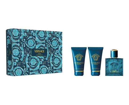 Versace Zestaw Eros EDT 50ml + żel pod prysznic 50ml + balsam po goleniu 50ml