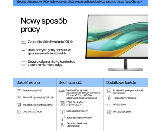 HP Series 5 Pro 23.8 inch FHD Monitor - 524pf PVC Free