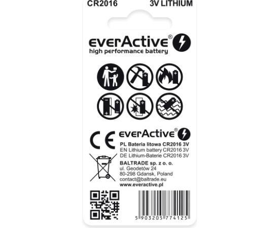 Lithium batteries mini everActive CR2016 blister 2 pcs.