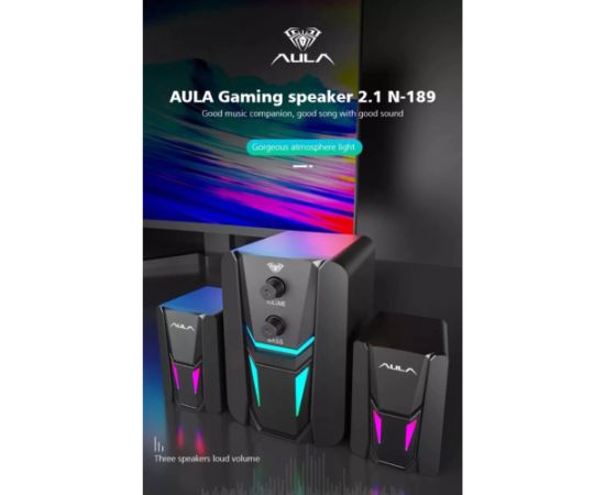 Aula N-189 P360 ПК / Портативного ПК 2.1 15W Стерео колонки + Сабвуфер 3.5mm + USB RGB Черный