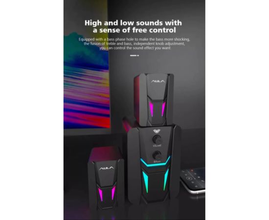 Aula N-189 P360 ПК / Портативного ПК 2.1 15W Стерео колонки + Сабвуфер 3.5mm + USB RGB Черный