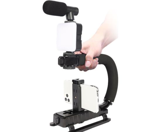 Elight 4U Rokas stabilizātors Telefonam & Sporta / DLSR Kamerai ar 1/4 fix ar Led Gaismu / Mikrofonu
