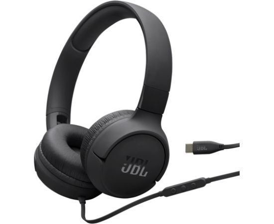 JBL Tune 520CB Stereo vadu USB-C locījamās austiņas ar mikrofonu un balss kontroli melns
