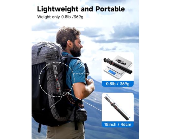 Elight C03 Octopus fleksibls statīvs 66cm ar telefona/ LED gredzena / 1/4 skrūves stiprinājums un shutter poga melna