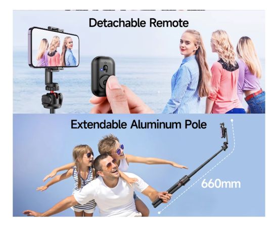 Elight C03 Octopus fleksibls statīvs 66cm ar telefona/ LED gredzena / 1/4 skrūves stiprinājums un shutter poga melna