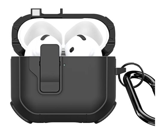 Duxducis Dux Ducis PECP PC+TPU Aizsardzības korpuss - maciņš ar āķi Apple AirPods 4 Melns