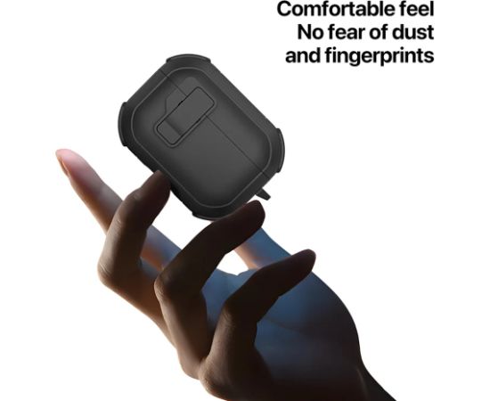 Duxducis Dux Ducis PECP PC+TPU Aizsardzības korpuss - maciņš ar āķi Apple AirPods 4 Melns