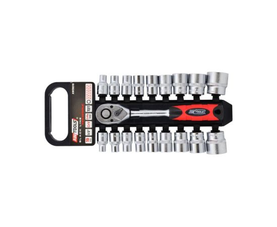 Uzgriežņa galviņu komplekts AWTools AW39019; 1/2''; 8-32 mm; 19 gab.