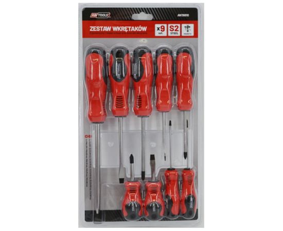 Skrūvgriežu komplekts AWTools AW36810; SLx5; PHx4; 9 gab.