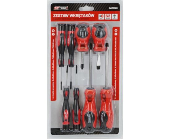 Skrūvgriežu komplekts AWTools AW36809; SLx4; PHx4; 8 gab.