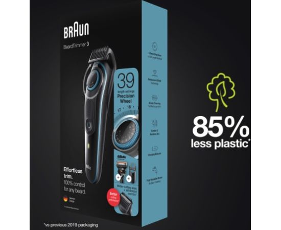 Braun BeardTrimmer3 BT3340 Beard Trimmer, Black/Blue