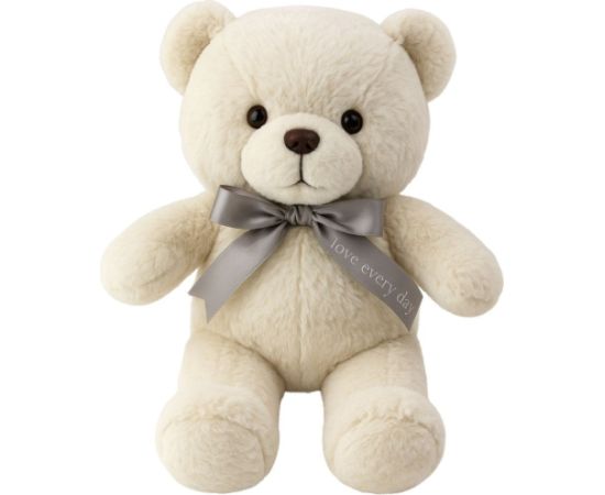 Leantoys Pluszowa Maskotka Przytulanka Miś Z Kokardą Happy Every Day Biały 55cm