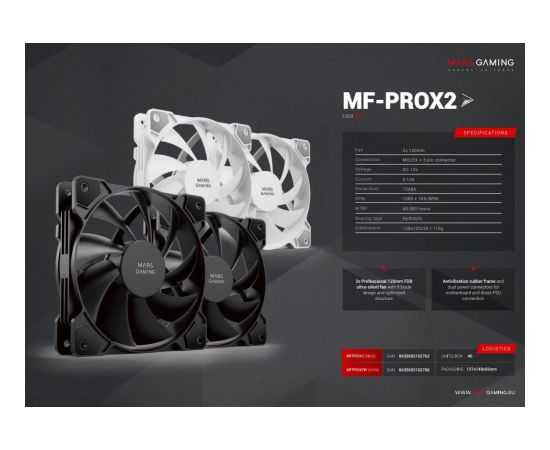 Mars Gaming MFPROX2 2x 120mm PC Case Fan