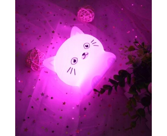 Elight CA1 Kaķītis Mīkta silikona Bērnu Krāsaina Nakts Led lampa ar akumulātoru / USB & pulti Balta