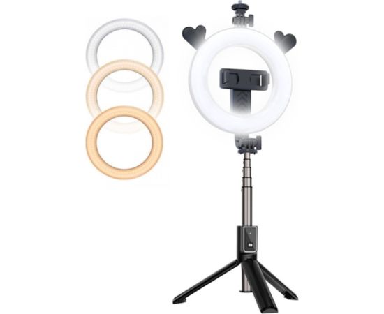CP X5 LED 16cm Uzlādējama Selfie Lampa ar BT Pulti & Rokturi + Grīdas statīvu 20-90cm + Telefona