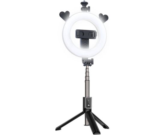 CP X5 LED 16cm Uzlādējama Selfie Lampa ar BT Pulti & Rokturi + Grīdas statīvu 20-90cm + Telefona