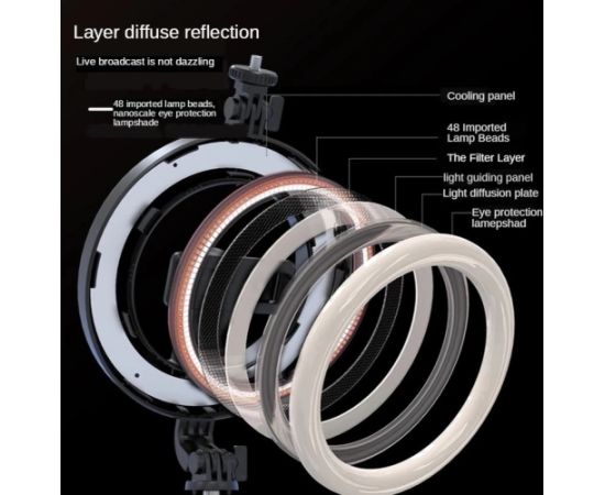 CP X5 LED 16cm Uzlādējama Selfie Lampa ar BT Pulti & Rokturi + Grīdas statīvu 20-90cm + Telefona