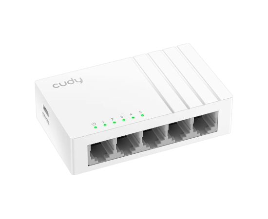 Cudy GS105U NetSwitch 5-Port Gigabit Slēdzis USB-C Barošana IGMP QoS Cikla Novēršana Balts