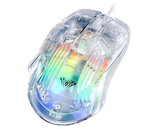Aula S80 Multi-Color RGB Led Vadu Spēļu Optiskā Pele 7 Pogas 1200-7200dpi ar Caurspīdīgu Korpusu