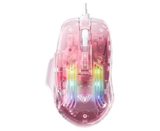 Aula S80 Multi-Color RGB Led Vadu Spēļu Optiskā Pele 7 Pogas 1200-7200dpi ar Caurspīdīgu Korpusu