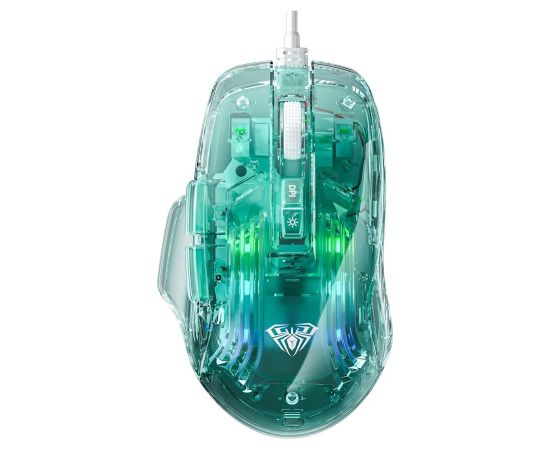Aula S80 Multi-Color RGB Led Vadu Spēļu Optiskā Pele 7 Pogas 1200-7200dpi ar Caurspīdīgu Korpusu