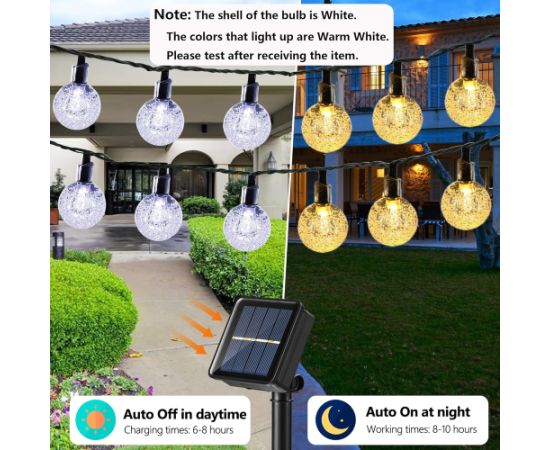 Elight Декор для сада Солнечные IP65 LED стеклянные шары (1 см) гирлянда из лампочек 7 м 40 шт