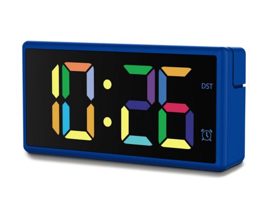 Hama Ibiza Digitālais Modinātājs Ar Multikoloru LCD Displeju USB Lādēšana Zils