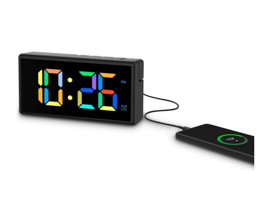 Hama Ibiza Digitālais Modinātājs Ar Multicolor Displeju USB Lādēšana Melns