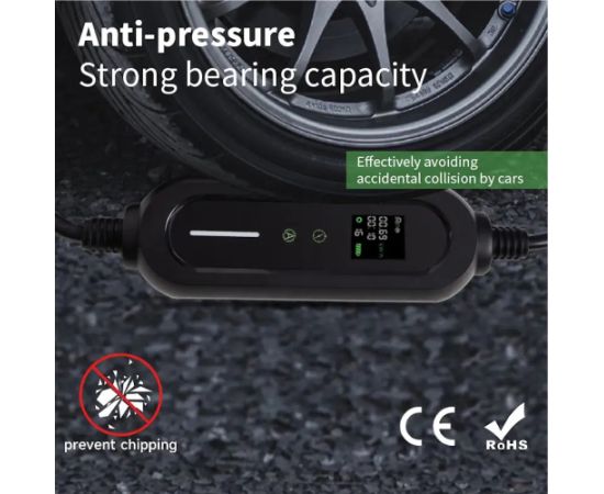 Evcharge EV Charge Portatīvais Type 2 Lādētājs ar 7m Kabeli 3.6 kW 6A–16A 1-Phase IP65 Melns