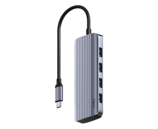Cudy UH500 PortMate USB-C 6-in-1 centrmezgls 4K 30Hz HDMI USB-C PD 4x USB-A 3.0 Alumīnija pelēks