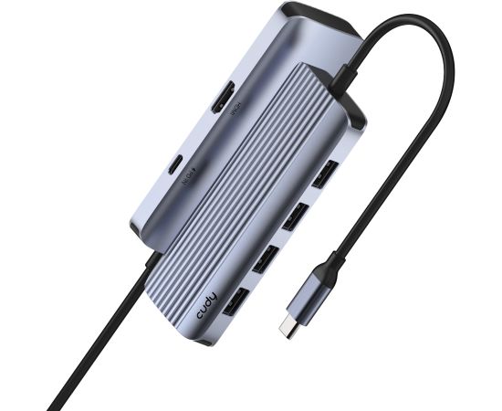 Cudy UH500 PortMate USB-C 6-in-1 centrmezgls 4K 30Hz HDMI USB-C PD 4x USB-A 3.0 Alumīnija pelēks
