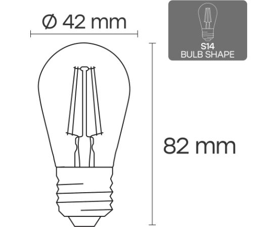 Visional VS-B-19 Лампочка-светильник для сада с LED-нитями E27 A60 | 1W | 2700K Теплый белый | 100lm | Регулируемая яркость (1–10V)