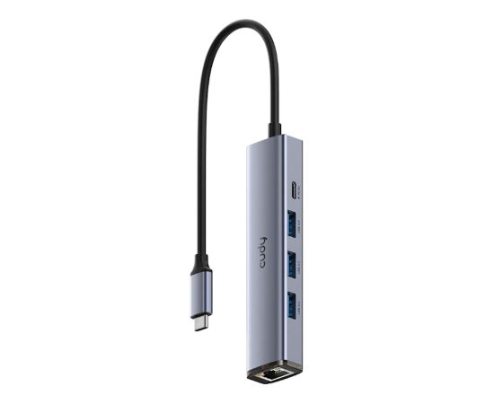 Cudy UH605 PortMate USB-C 5-in-1 Hub Gigabit LAN 3x USB-A 3.0 Power Input Alumīnija Pelēks