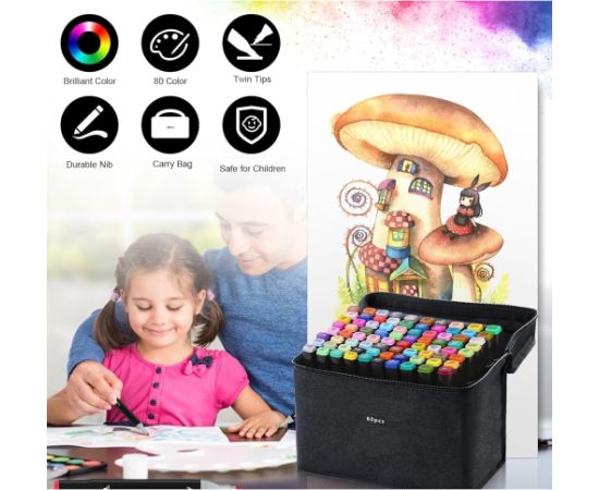 Viggo Vigo Toy Super komplekts 168 krāsainiem marķieriem ar rāvējslēdzēja somiņu