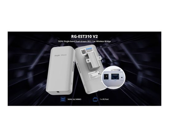 Ruijie RG-EST310 V2 5GHz Dual-stream 802.11ac Wi-Fi 5 10dBi IP54 1KM Bezvadu Tilts Pelēks