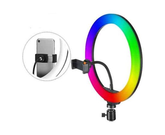Elight RGB14 36см 2в1 Белый и Цветной RGB Светодиодное Кольцо с Держателем для Смартфона + Bluetooth Пульт Черный