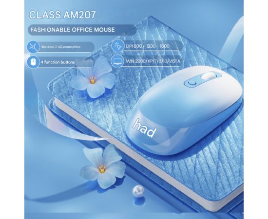 Aula AM207 2.4G Bezvadu Pele ar 4 pogām 800-1900dpi Zila