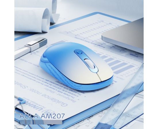 Aula AM207 2.4G Bezvadu Pele ar 4 pogām 800-1900dpi Zila