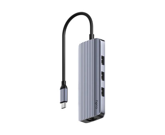 Cudy UH606 PortMate USB-C 6-in-1 Hubs 4K 60Hz HDMI Gigabit LAN 3x USB-A Enerģijas Ieeja Pelēks