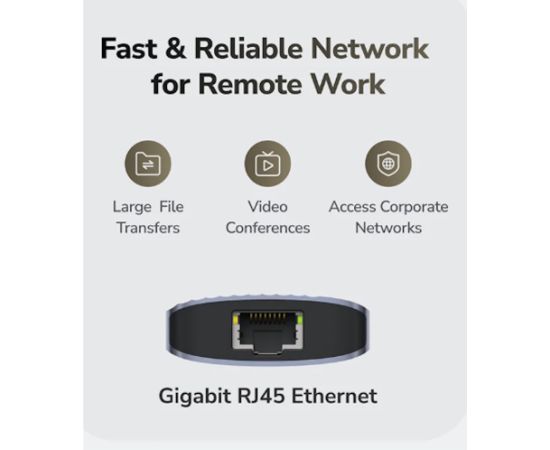 Cudy UH606 PortMate USB-C 6-in-1 Hubs 4K 60Hz HDMI Gigabit LAN 3x USB-A Enerģijas Ieeja Pelēks