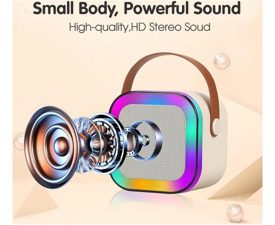 Kiddyz K12 Karaoke komplekts ar Bluetooth bezvadu 6W skaļruni un 1x mikrofonu ar RGB gaismu rozā