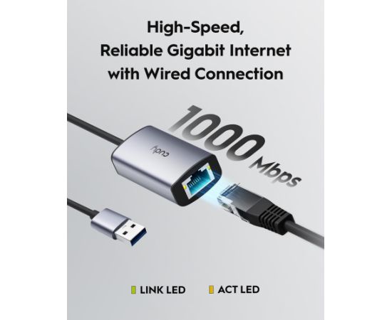 Cudy UE10A USB-A uz Gigabit Ethernet Adapteris Pārnēsājamais Alumīna