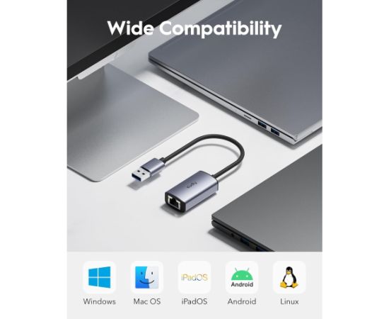 Cudy UE10A USB-A uz Gigabit Ethernet Adapteris Pārnēsājamais Alumīna
