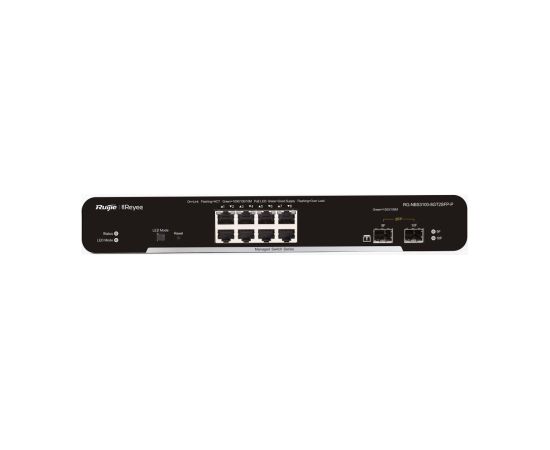 Ruijie RG-NBS3100-8GT2SFP-P 10-portu Gigabit Layer 2 Cloud 6kV 20Gbps PoE slēdzis melnā krāsā