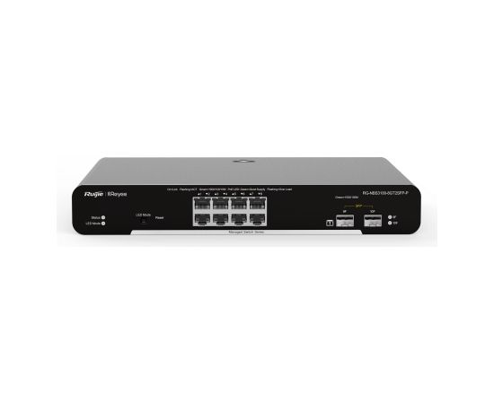 Ruijie RG-NBS3100-8GT2SFP-P 10-portu Gigabit Layer 2 Cloud 6kV 20Gbps PoE slēdzis melnā krāsā